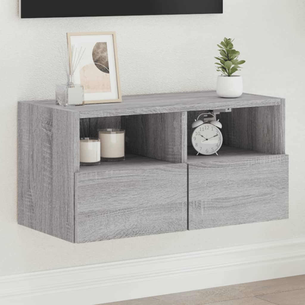 vidaXL Comodă TV de perete, gri sonoma, 60x30x30 cm, lemn prelucrat vidaXL Comodă TV de perete, gri sonoma, 60x30x30 cm, lemn prelucrat