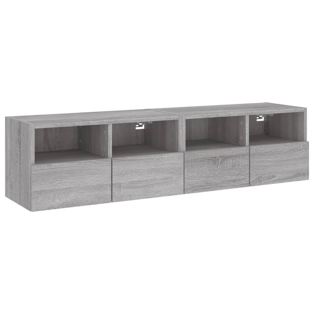 vidaXL Comode TV de perete, 2 buc., gri sonoma, 60x30x30 cm, lemn