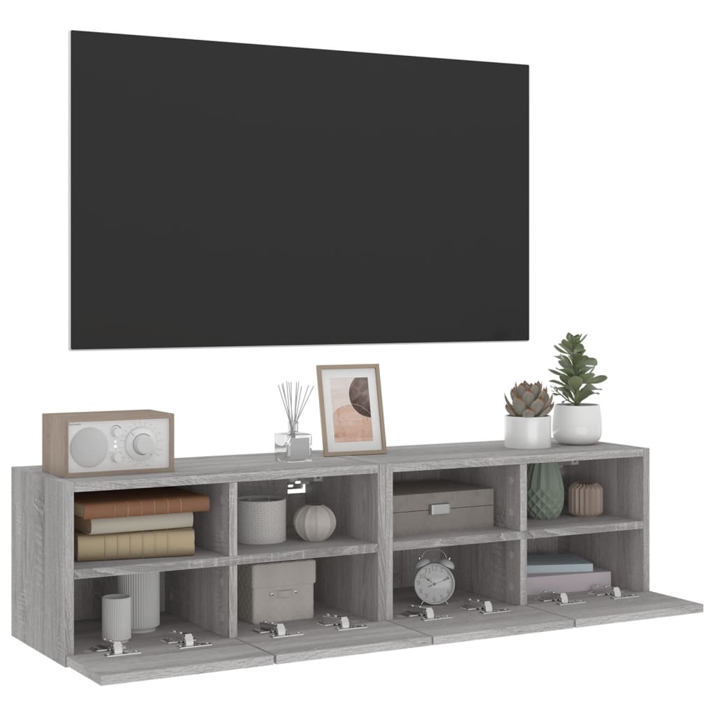 vidaXL Comode TV de perete, 2 buc., gri sonoma, 60x30x30 cm, lemn