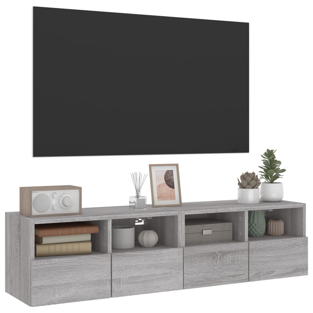 vidaXL Comode TV de perete, 2 buc., gri sonoma, 60x30x30 cm, lemn