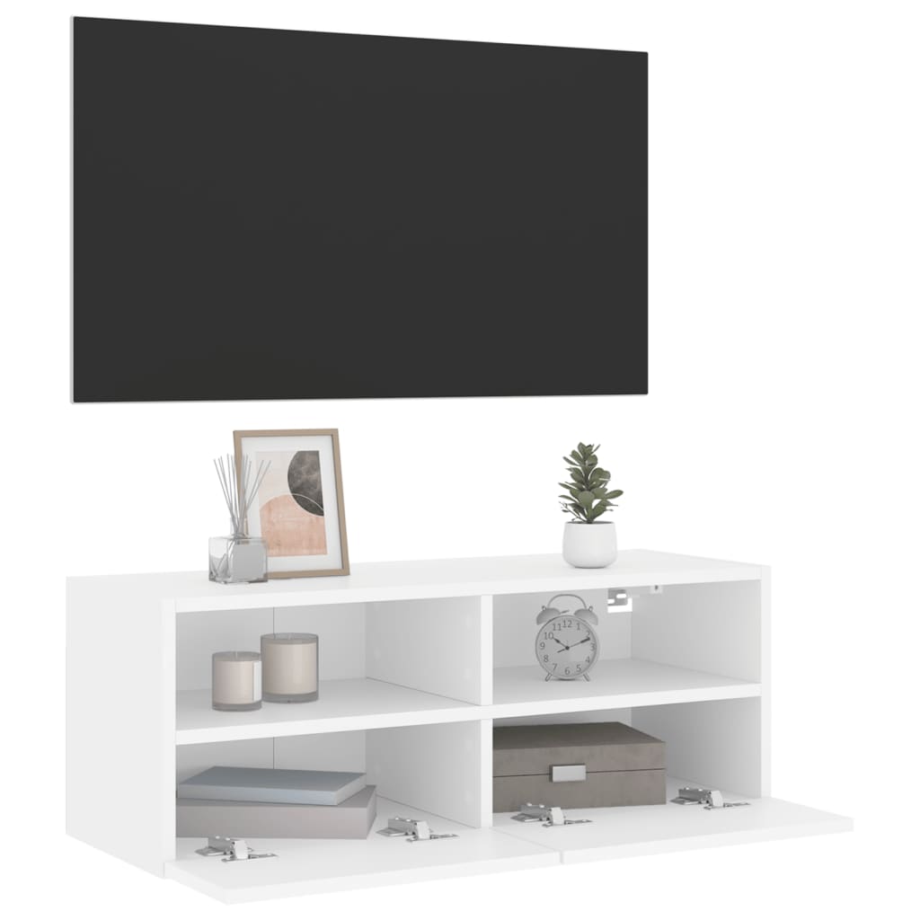 vidaXL Comode TV de perete, alb, 80x30x30 cm, lemn prelucrat