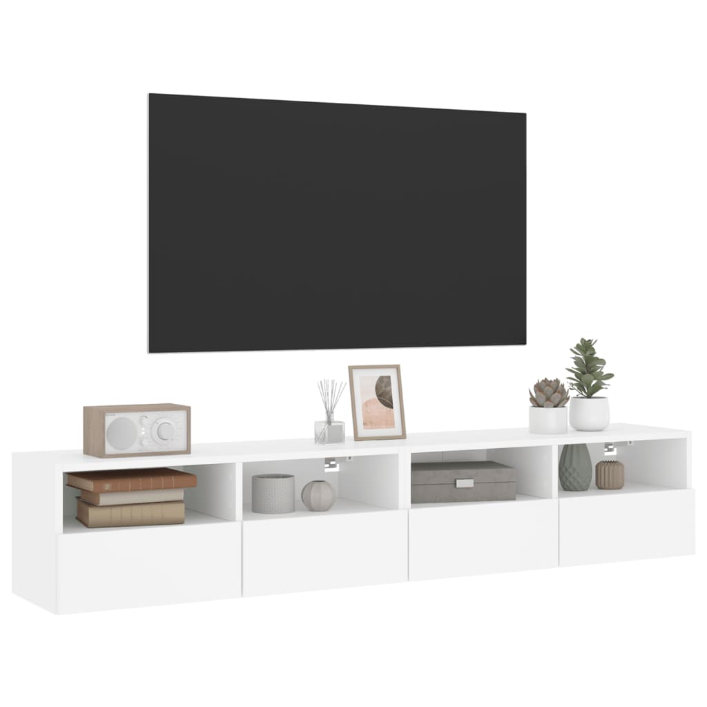 vidaXL Comode TV de perete, 2 buc., alb, 80x30x30 cm, lemn prelucrat