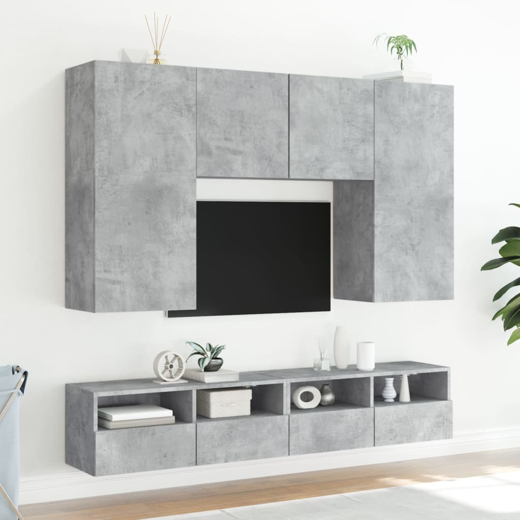 vidaXL Comode TV de perete, gri beton, 80x30x30 cm, lemn prelucrat