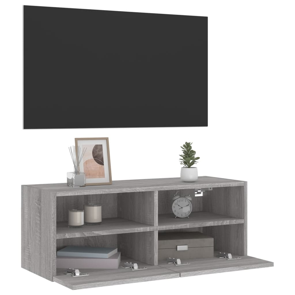 vidaXL Comodă TV de perete, gri sonoma, 80x30x30 cm, lemn prelucrat vidaXL Comodă TV de perete, gri sonoma, 80x30x30 cm, lemn prelucrat