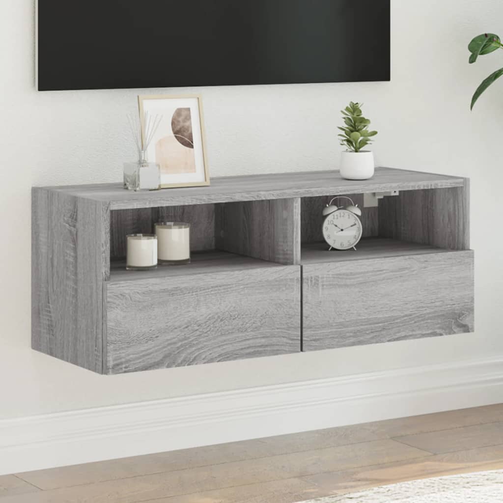 vidaXL Comodă TV de perete, gri sonoma, 80x30x30 cm, lemn prelucrat vidaXL Comodă TV de perete, gri sonoma, 80x30x30 cm, lemn prelucrat