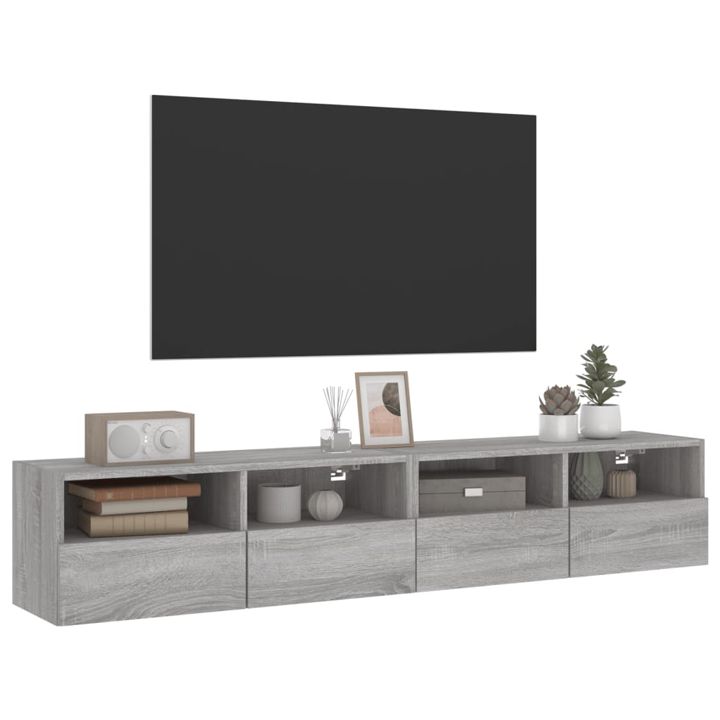 vidaXL Comode TV de perete, 2 buc., gri sonoma, 80x30x30 cm, lemn