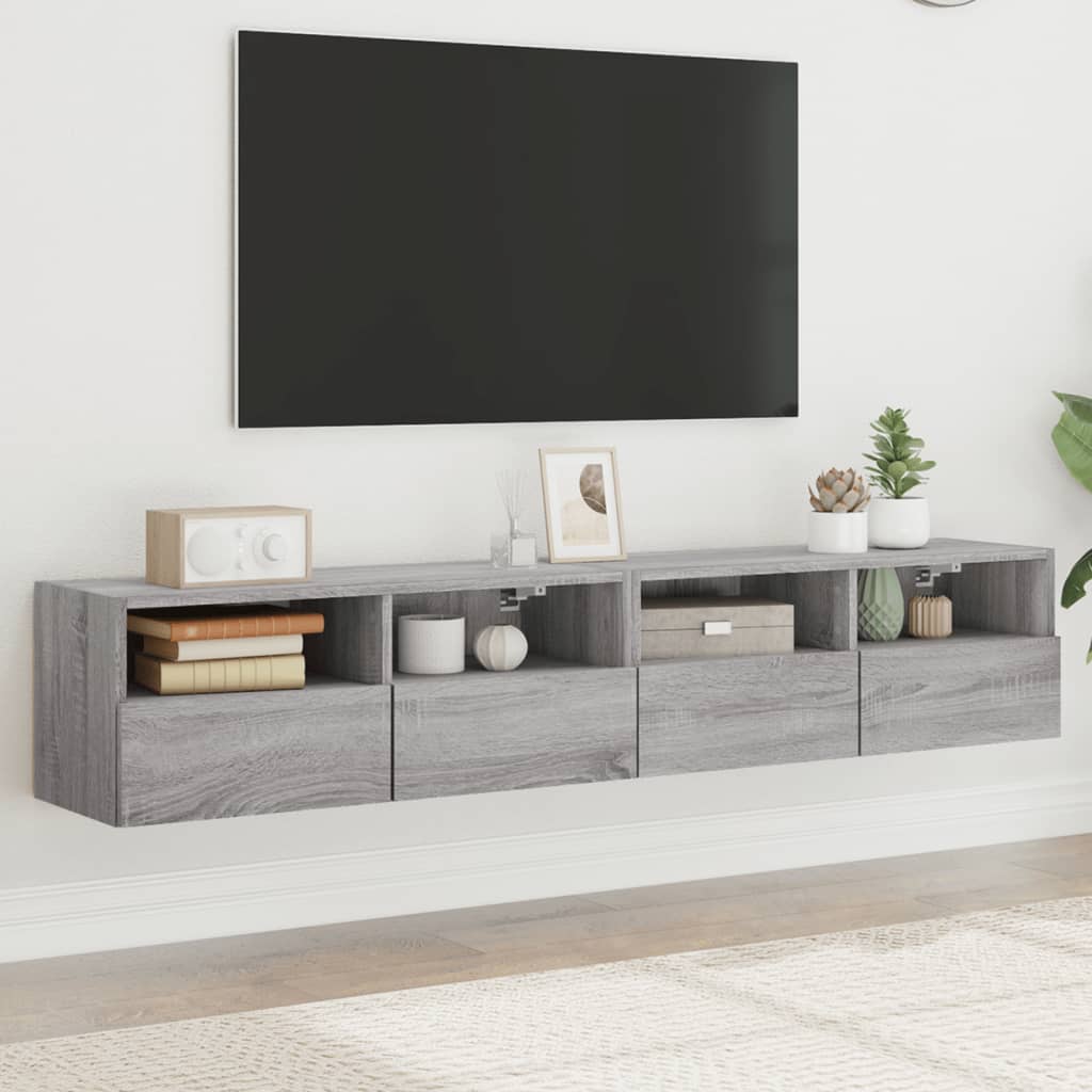 vidaXL Comode TV de perete, 2 buc., gri sonoma, 80x30x30 cm, lemn
