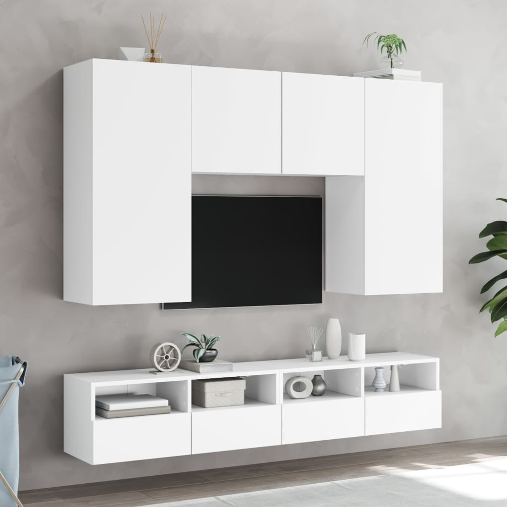 vidaXL Dulapuri TV de perete 2 buc. alb 100x30x30 cm lemn compozit