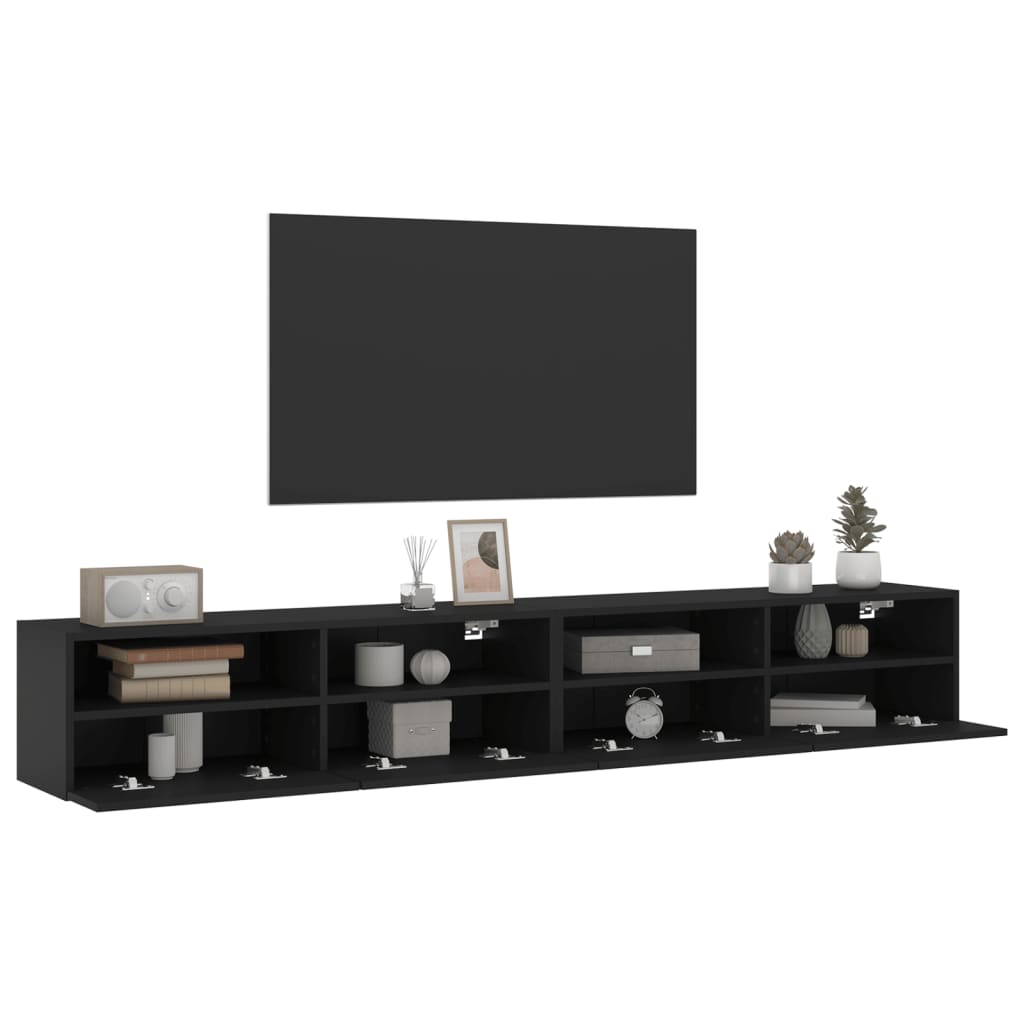 vidaXL Dulapuri TV de perete 2 buc. negru 100x30x30 cm lemn compozit