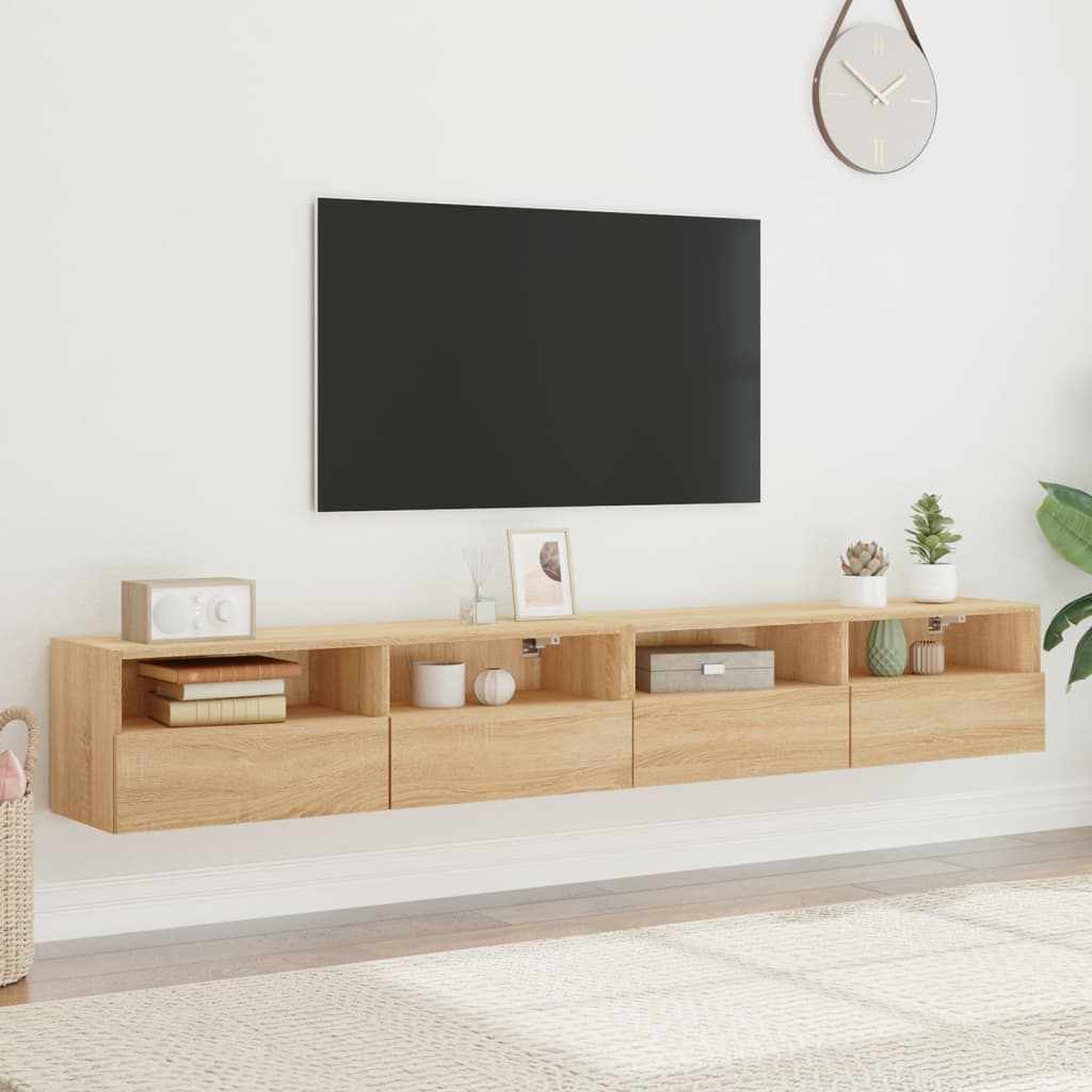 vidaXL Dulapuri TV de perete 2 buc. stejar sonoma 100x30x30 cm lemn