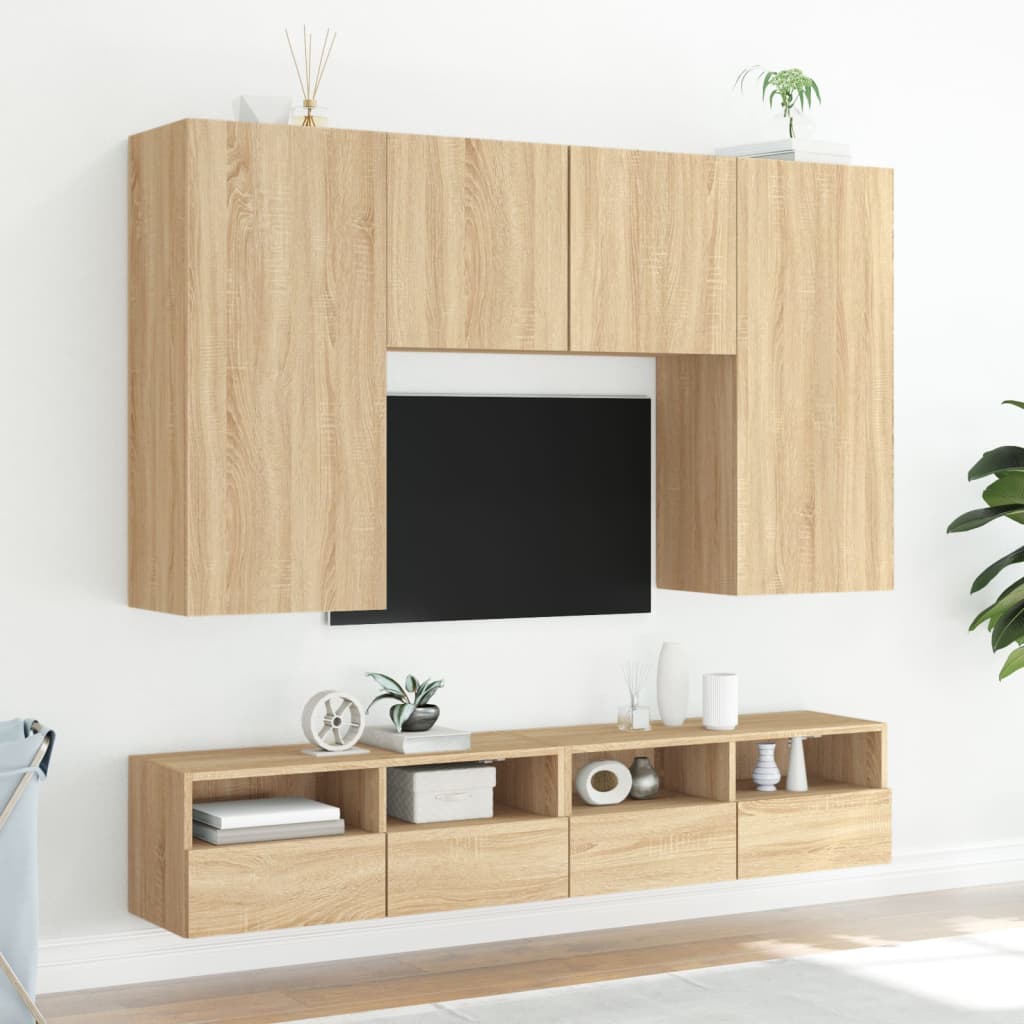 vidaXL Dulapuri TV de perete 2 buc. stejar sonoma 100x30x30 cm lemn