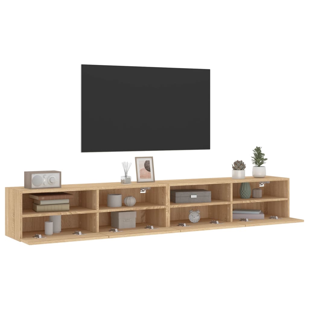 vidaXL Dulapuri TV de perete 2 buc. stejar sonoma 100x30x30 cm lemn