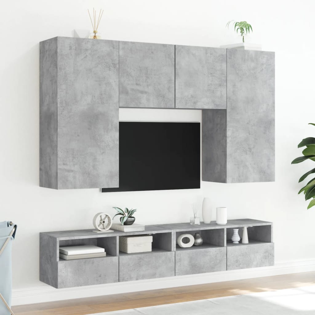 vidaXL Comodă TV de perete, gri beton, 100x30x30 cm, lemn prelucrat vidaXL Comodă TV de perete, gri beton, 100x30x30 cm, lemn prelucrat