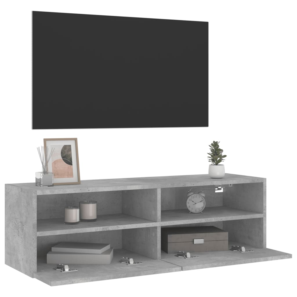 vidaXL Comodă TV de perete, gri beton, 100x30x30 cm, lemn prelucrat vidaXL Comodă TV de perete, gri beton, 100x30x30 cm, lemn prelucrat
