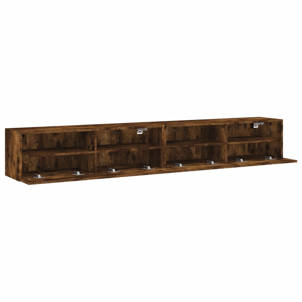 vidaXL Dulapuri TV de perete 2 buc. stejar fumuriu 100x30x30 cm lemn