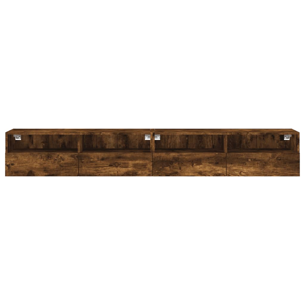 vidaXL Dulapuri TV de perete 2 buc. stejar fumuriu 100x30x30 cm lemn