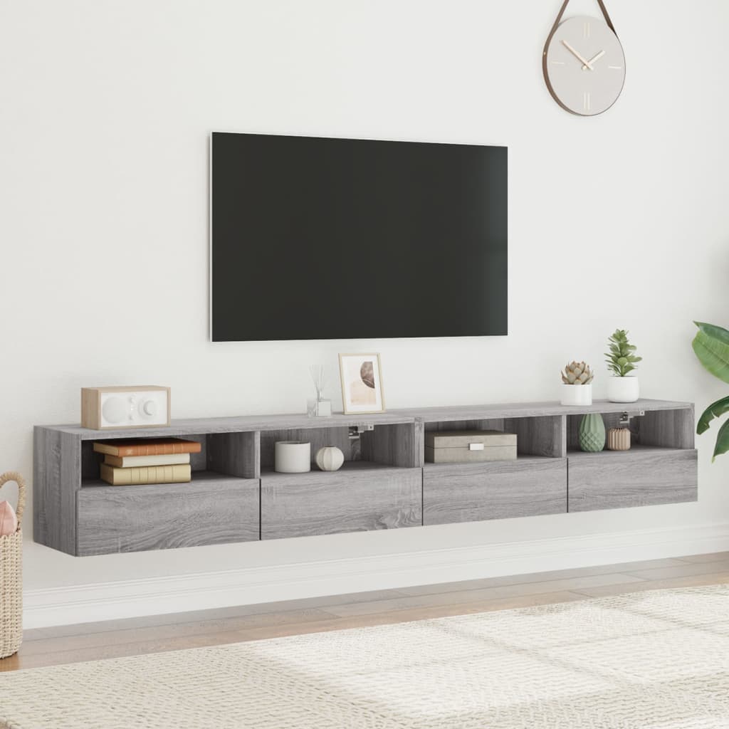 vidaXL Dulapuri TV de perete 2 buc. gri sonoma 100x30x30 cm lemn