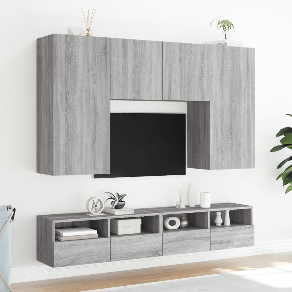 vidaXL Dulapuri TV de perete 2 buc. gri sonoma 100x30x30 cm lemn