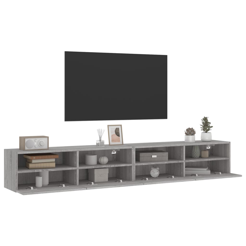 vidaXL Dulapuri TV de perete 2 buc. gri sonoma 100x30x30 cm lemn