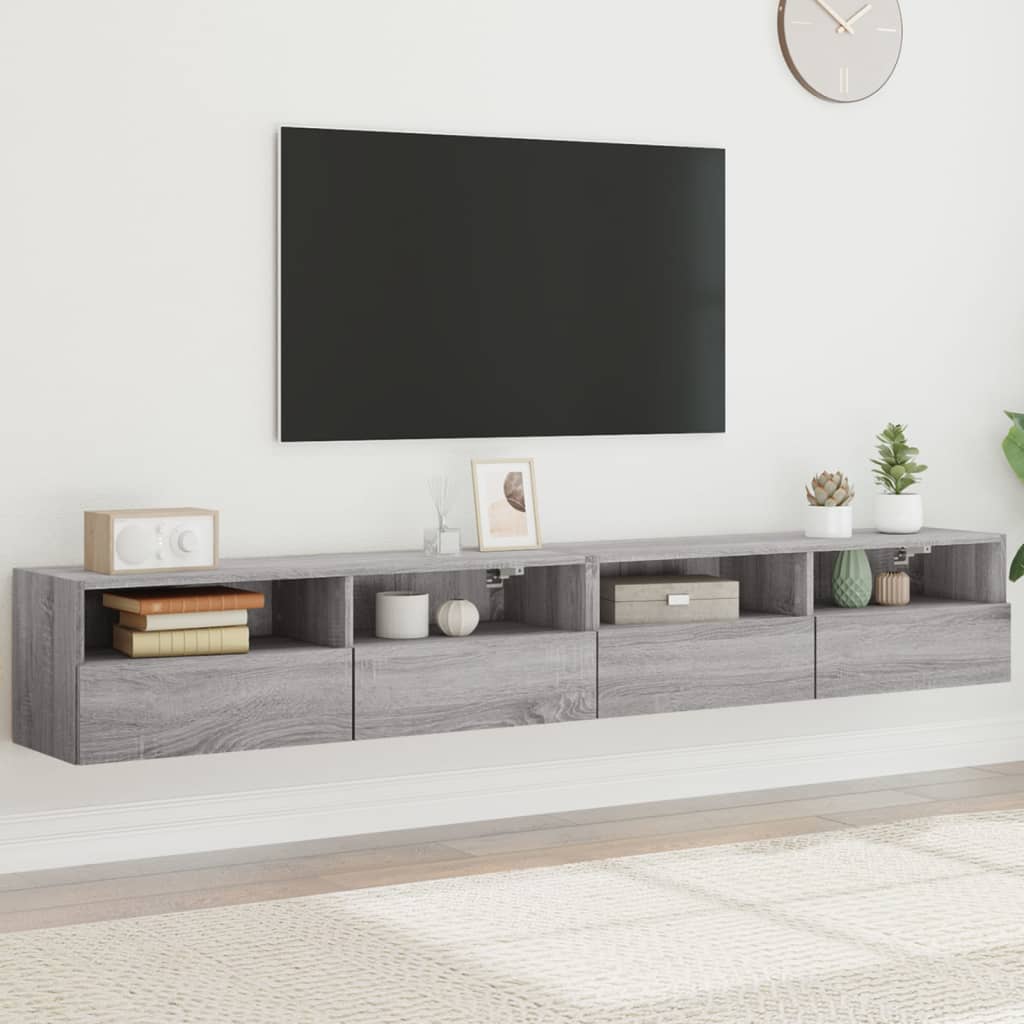 vidaXL Dulapuri TV de perete 2 buc. gri sonoma 100x30x30 cm lemn