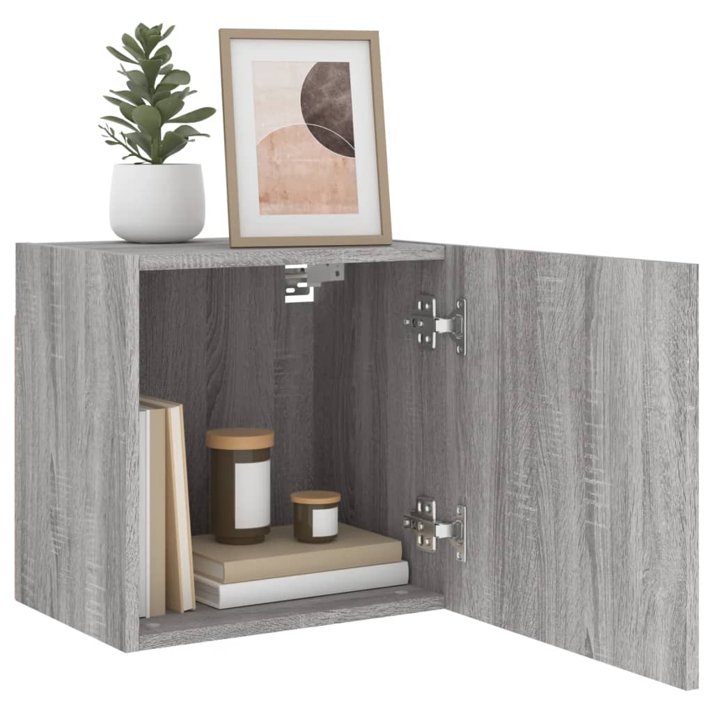 vidaXL Comode TV de perete, 2 buc., gri sonoma, 40,5x30x40 cm, lemn