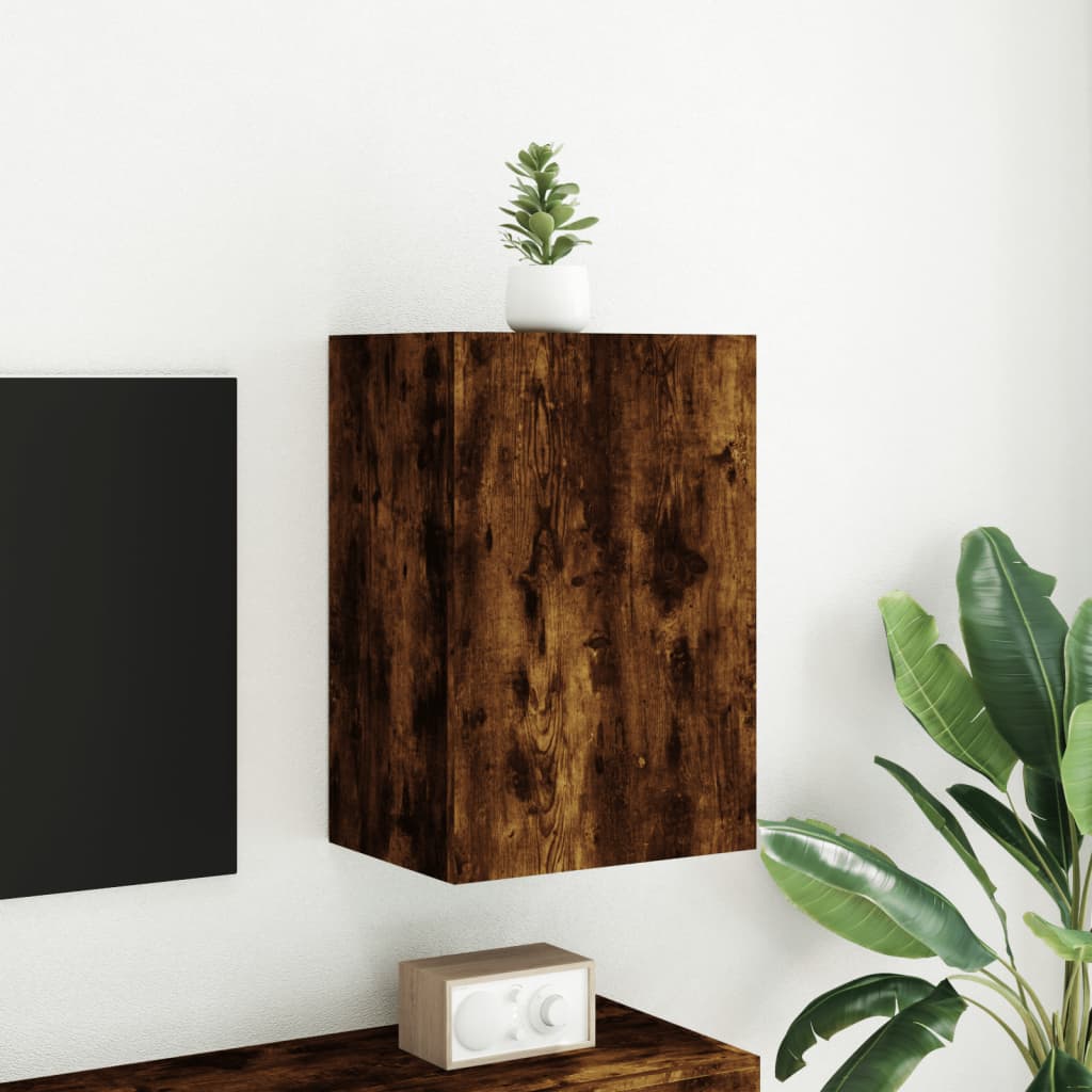 vidaXL Comodă TV de perete stejar fumuriu 40,5x30x60 cm lemn prelucrat