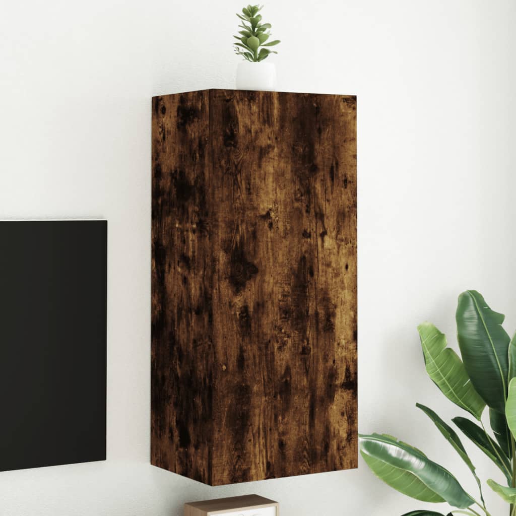 vidaXL Comodă TV de perete stejar fumuriu 40,5x30x90 cm lemn prelucrat vidaXL Comodă TV de perete stejar fumuriu 40,5x30x90 cm lemn prelucrat