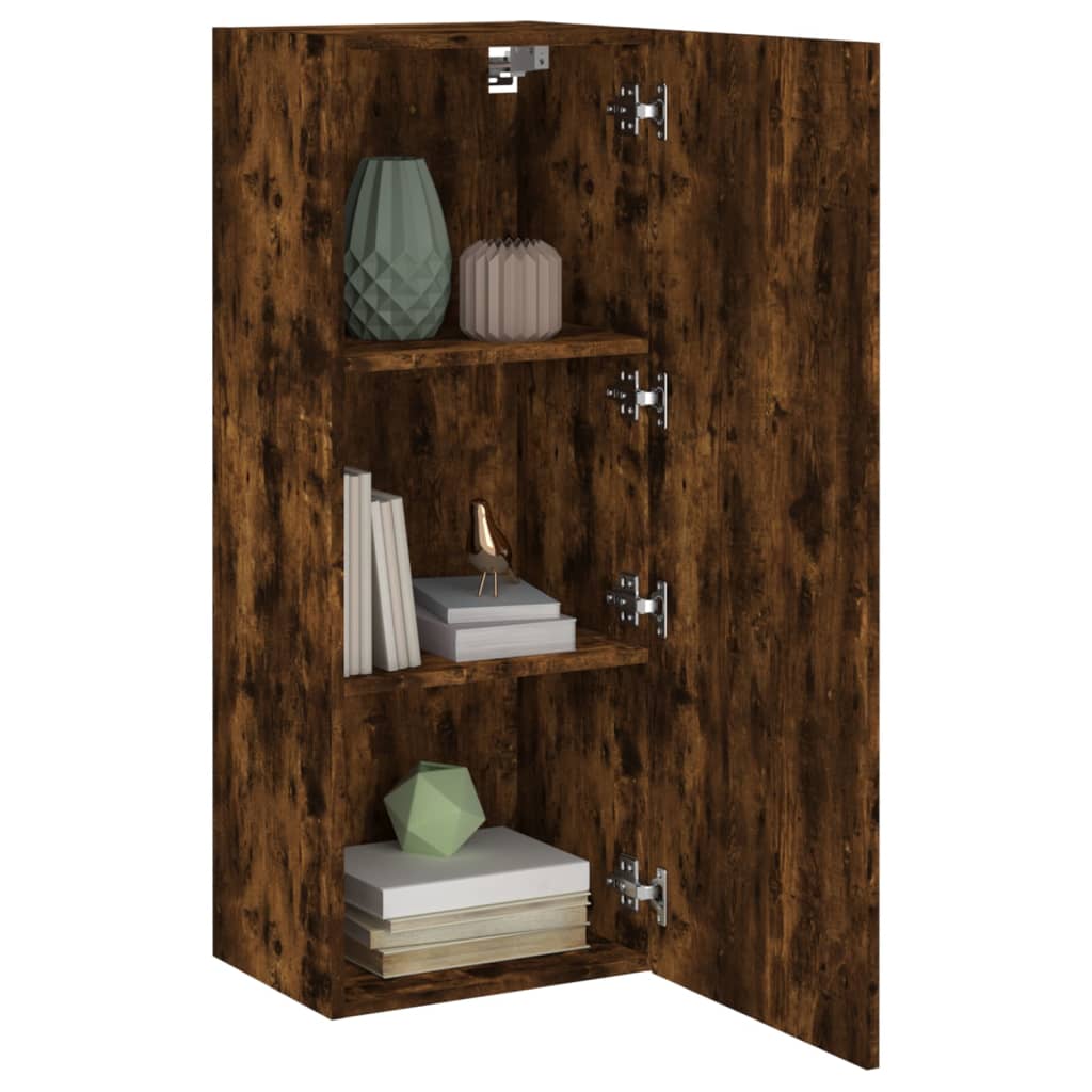 vidaXL Comodă TV de perete stejar fumuriu 40,5x30x102cm lemn prelucrat