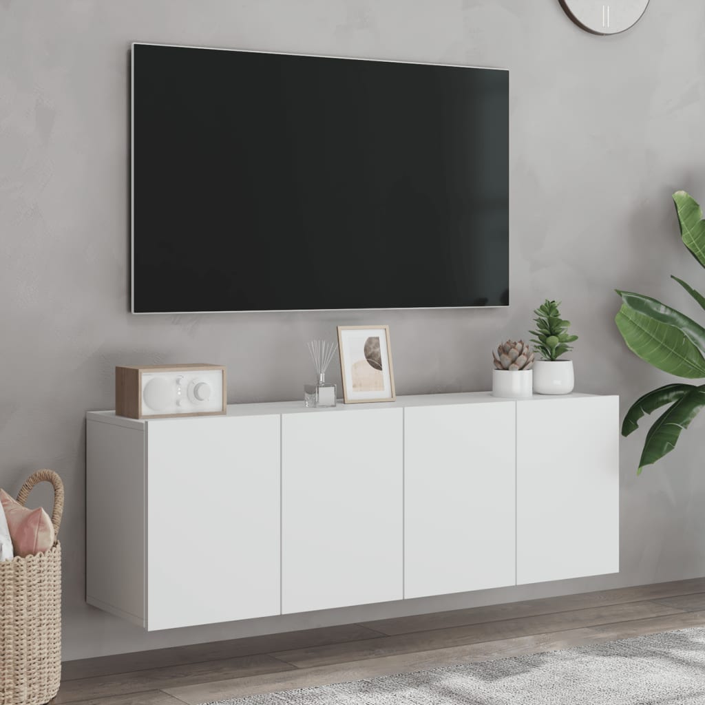 vidaXL Comodă TV de perete, 2 buc. alb, 60x30x41 cm