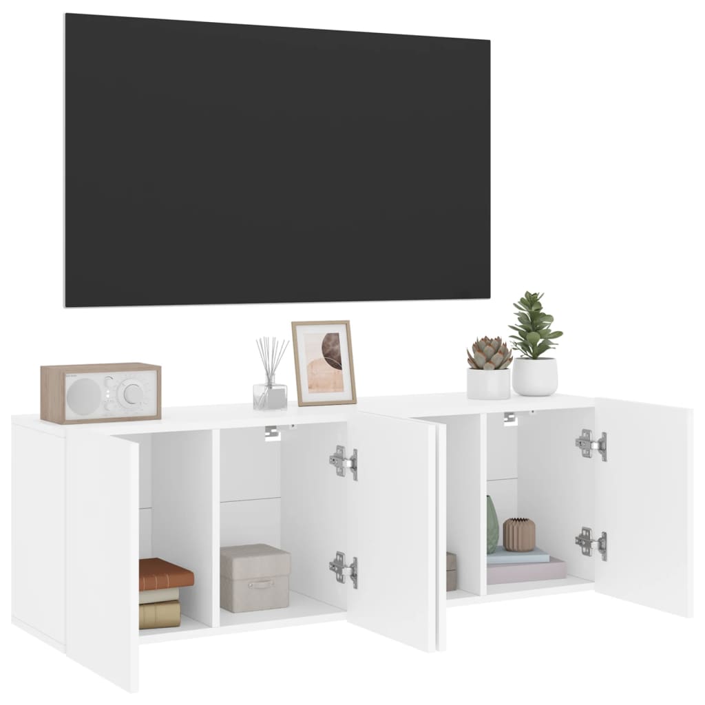 vidaXL Comodă TV de perete, 2 buc. alb, 60x30x41 cm
