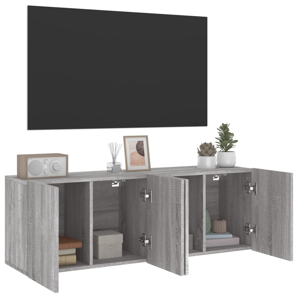 vidaXL Comodă TV de perete, 2 buc. gri sonoma, 60x30x41 cm