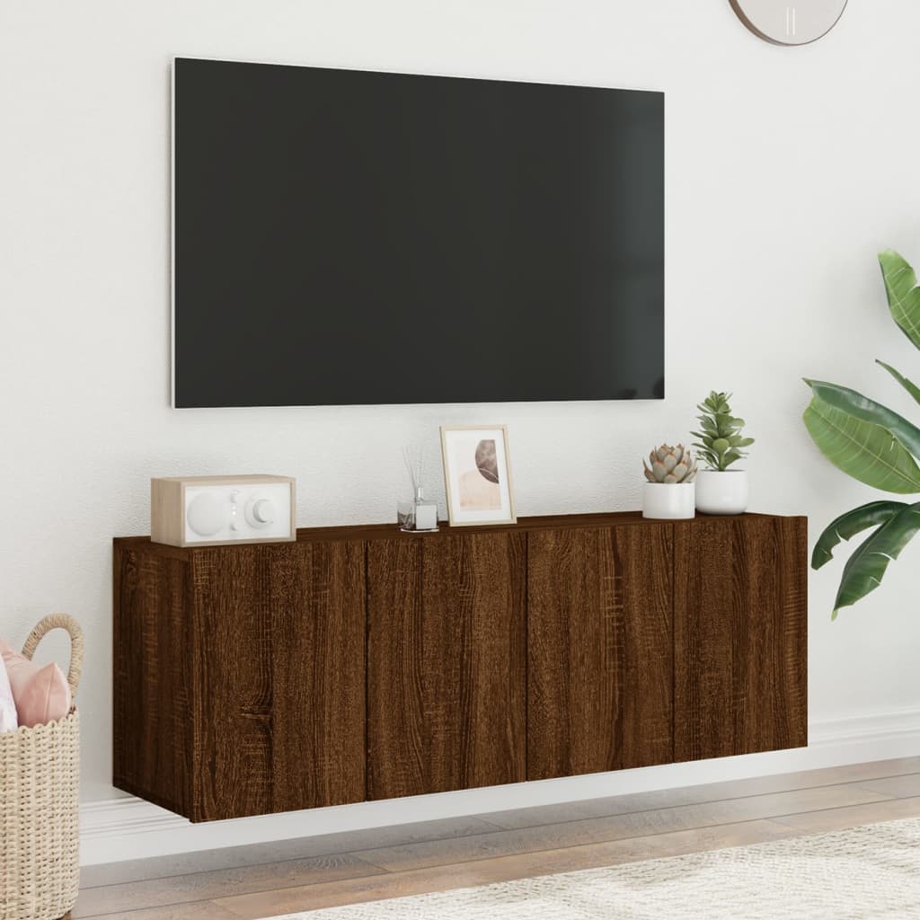 vidaXL Comodă TV de perete, 2 buc. stejar maro, 60x30x41 cm