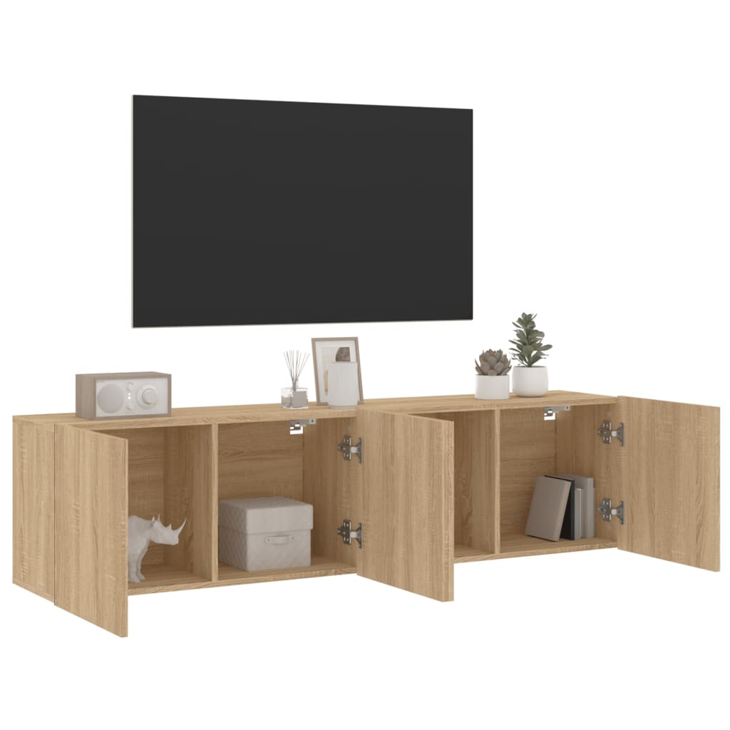 vidaXL Comodă TV de perete, 2 buc. stejar sonoma, 80x30x41 cm vidaXL Comodă TV de perete, 2 buc. stejar sonoma, 80x30x41 cm