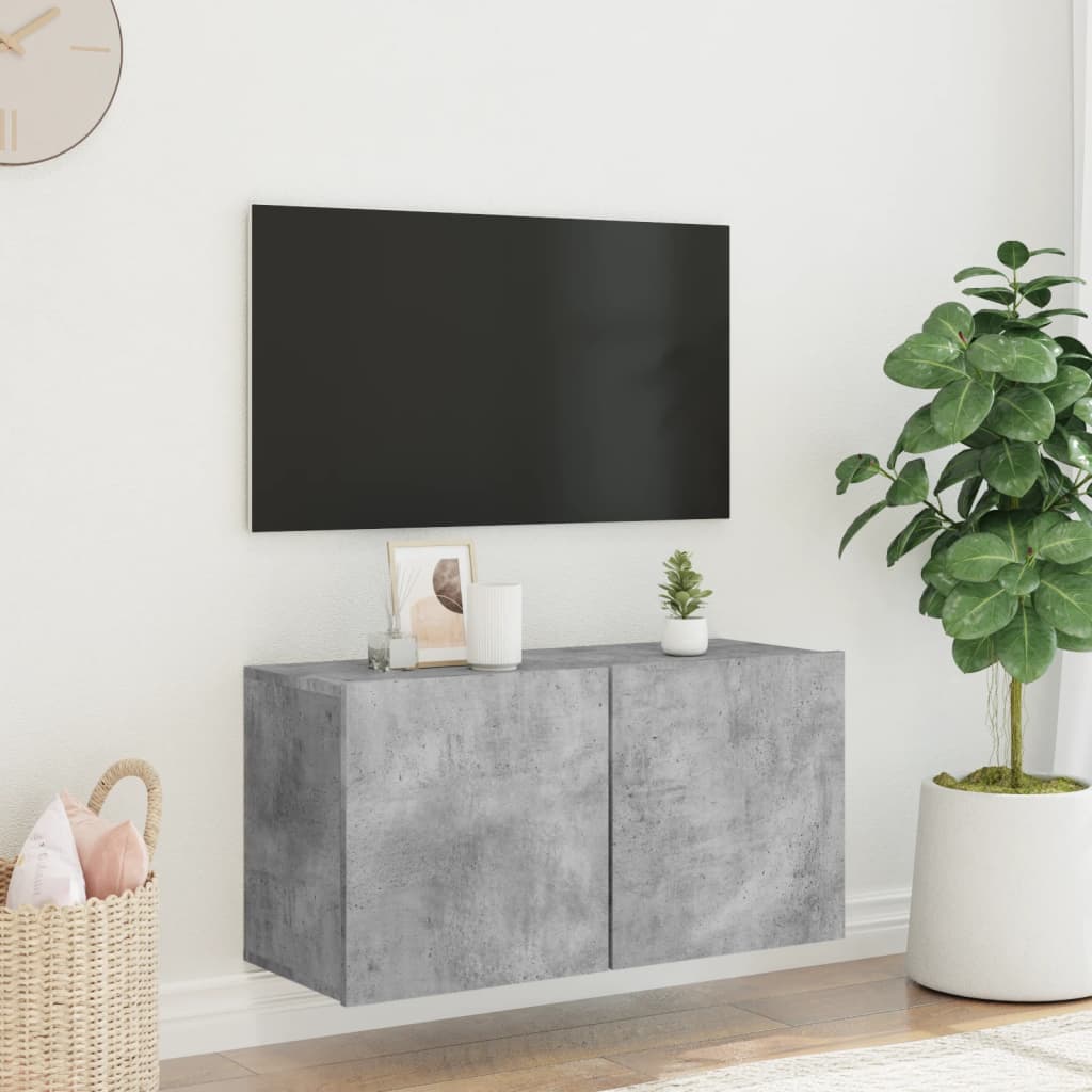 vidaXL Comodă TV de perete, gri beton, 80x30x41 cm