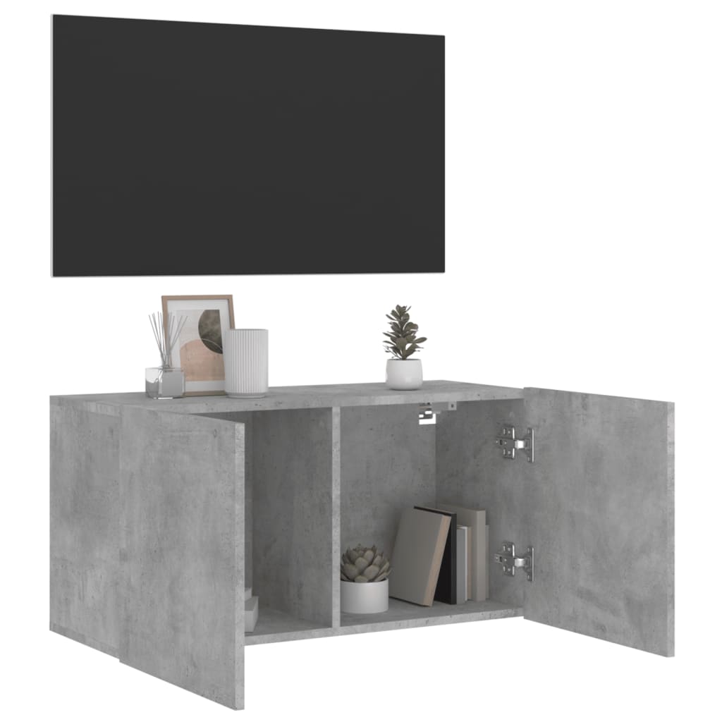 vidaXL Comodă TV de perete, gri beton, 80x30x41 cm