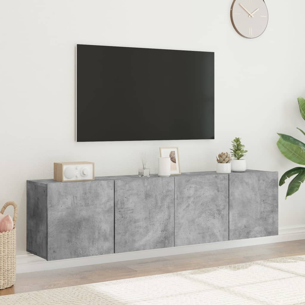 vidaXL Comodă TV de perete, 2 buc. gri beton, 80x30x41 cm vidaXL Comodă TV de perete, 2 buc. gri beton, 80x30x41 cm