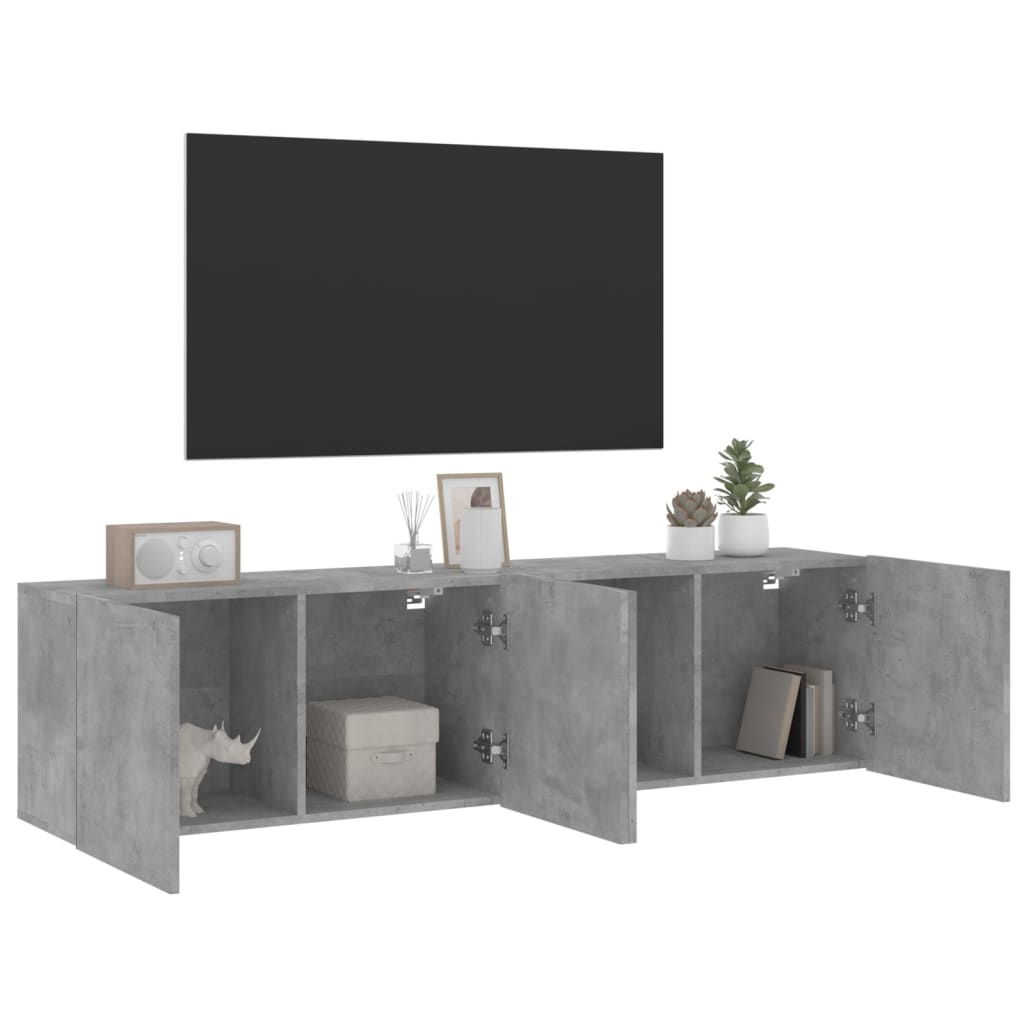 vidaXL Comodă TV de perete, 2 buc. gri beton, 80x30x41 cm vidaXL Comodă TV de perete, 2 buc. gri beton, 80x30x41 cm