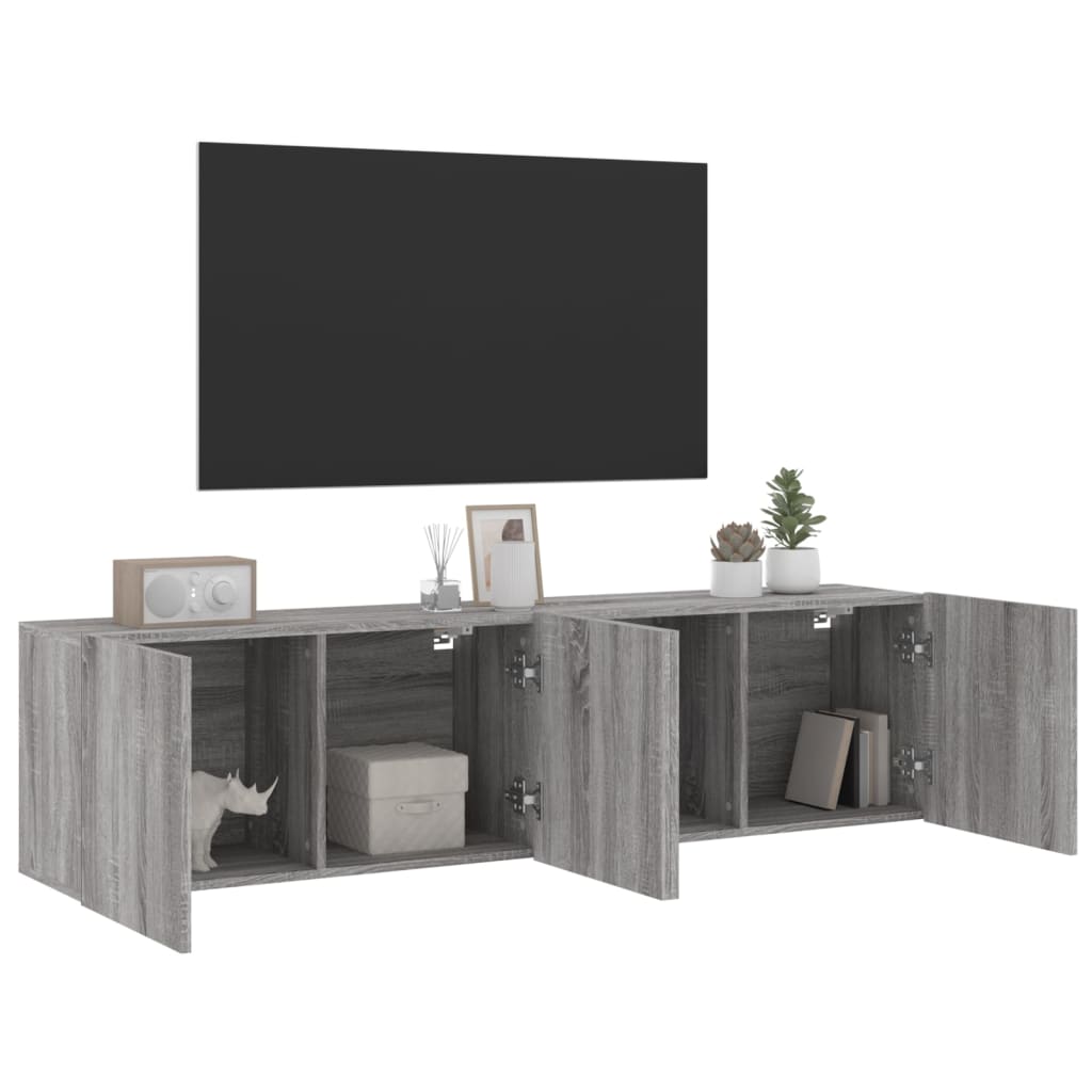 vidaXL Comodă TV de perete, 2 buc. gri sonoma, 80x30x41 cm vidaXL Comodă TV de perete, 2 buc. gri sonoma, 80x30x41 cm