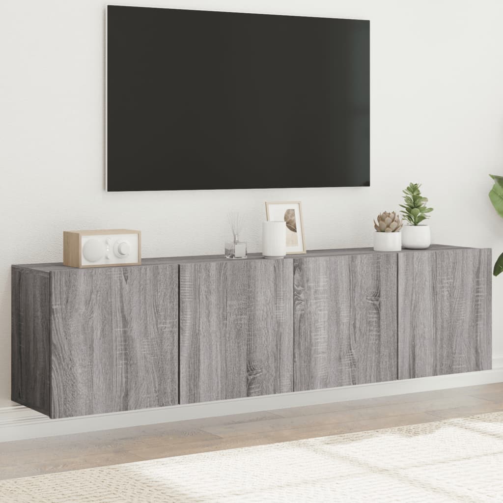 vidaXL Comodă TV de perete, 2 buc. gri sonoma, 80x30x41 cm vidaXL Comodă TV de perete, 2 buc. gri sonoma, 80x30x41 cm