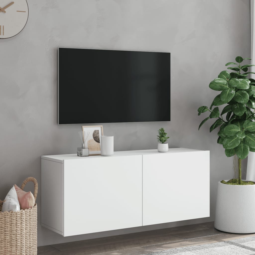 vidaXL Comodă TV de perete, alb, 100x30x41 cm