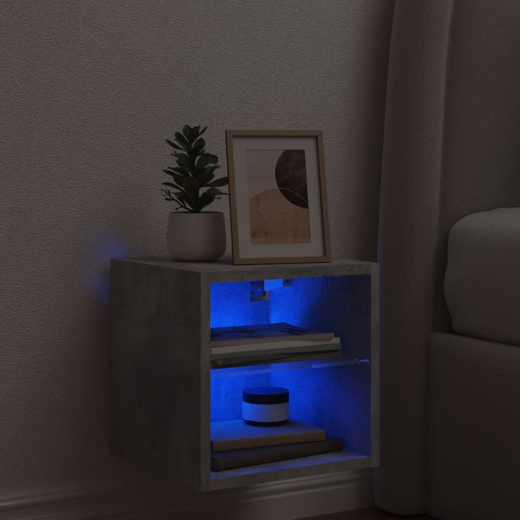 vidaXL Comodă TV de perete cu lumini LED, gri beton, 30x28,5x30 cm vidaXL Comodă TV de perete cu lumini LED, gri beton, 30x28,5x30 cm