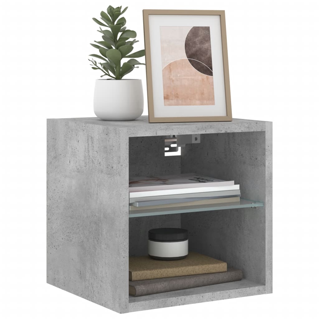vidaXL Comodă TV de perete cu lumini LED, gri beton, 30x28,5x30 cm vidaXL Comodă TV de perete cu lumini LED, gri beton, 30x28,5x30 cm