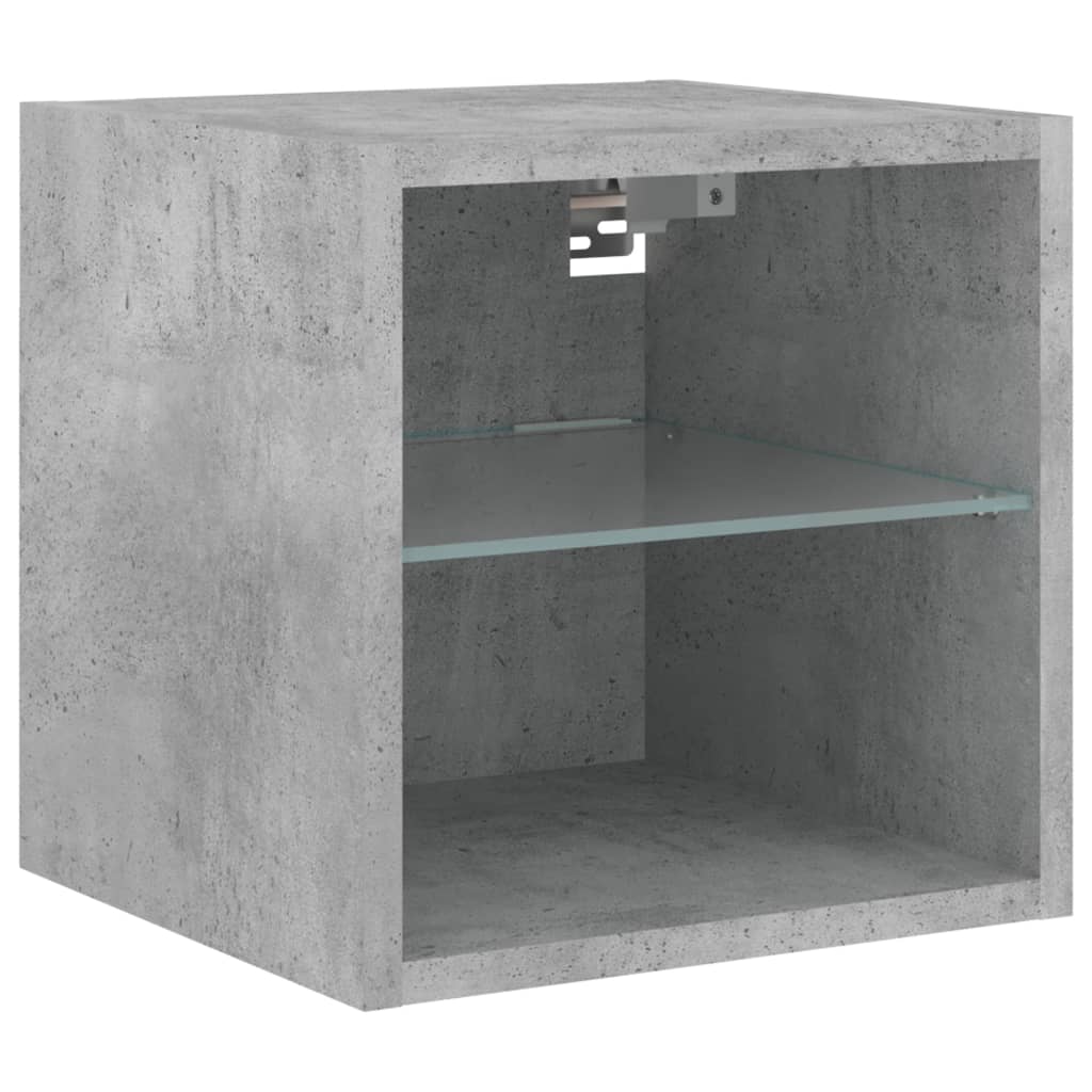 vidaXL Comodă TV de perete cu lumini LED, gri beton, 30x28,5x30 cm vidaXL Comodă TV de perete cu lumini LED, gri beton, 30x28,5x30 cm