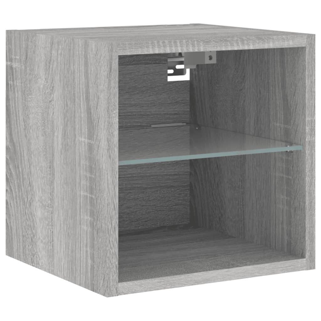 vidaXL Comode TV cu lumini LED, 2 buc., gri sonoma, 30x28,5x30 cm