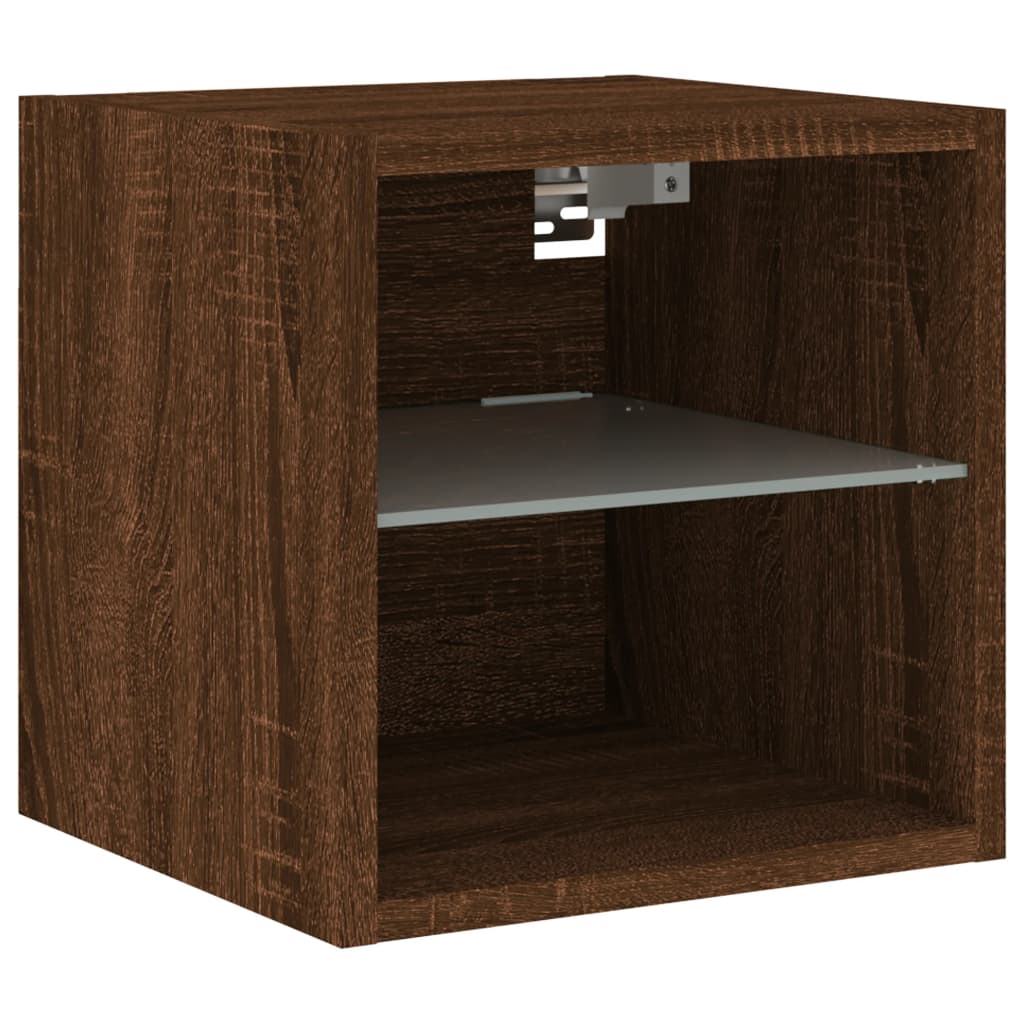 vidaXL Comodă TV de perete cu lumini LED, stejar maro 30x28,5x30 cm