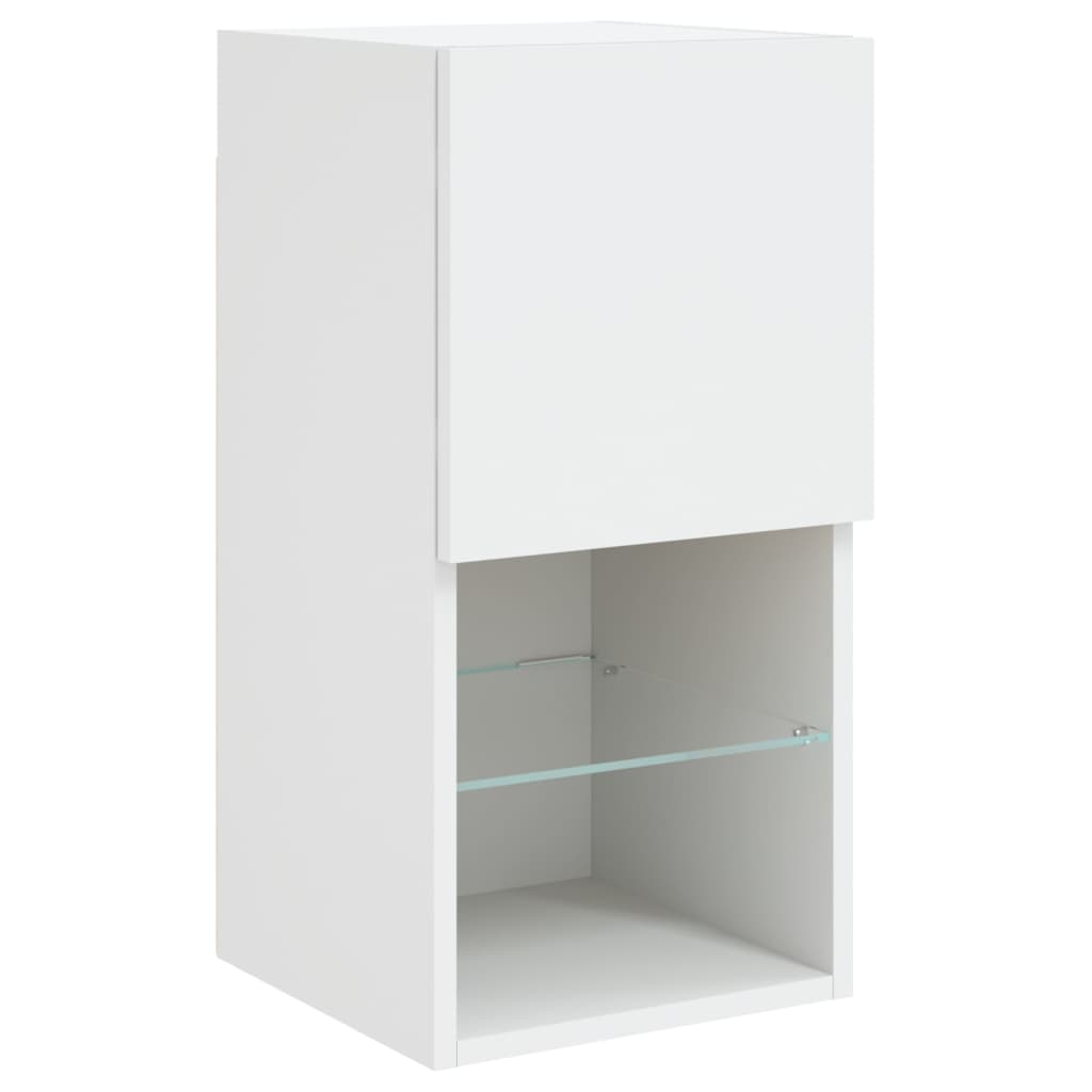 vidaXL Comode TV cu lumini LED, 2 buc., alb, 30,5x30x60 cm