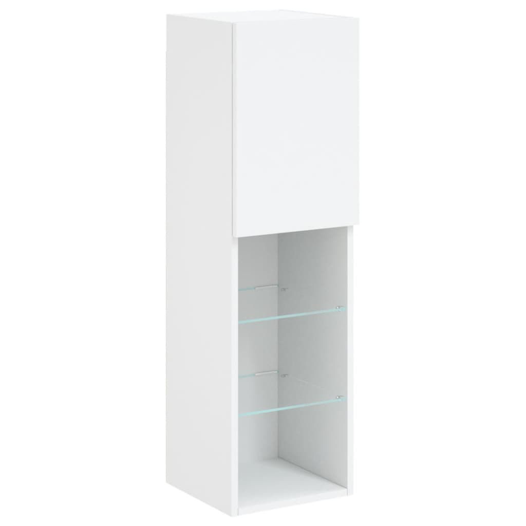 vidaXL Comodă TV cu lumini LED, alb, 30,5x30x102 cm vidaXL Comodă TV cu lumini LED, alb, 30,5x30x102 cm