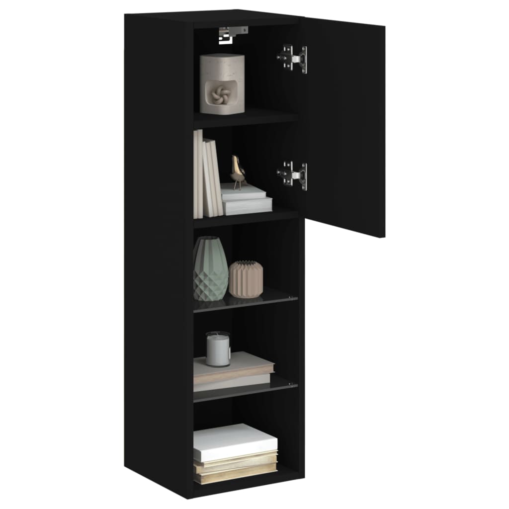 vidaXL Comodă TV cu lumini LED, negru, 30,5x30x102 cm