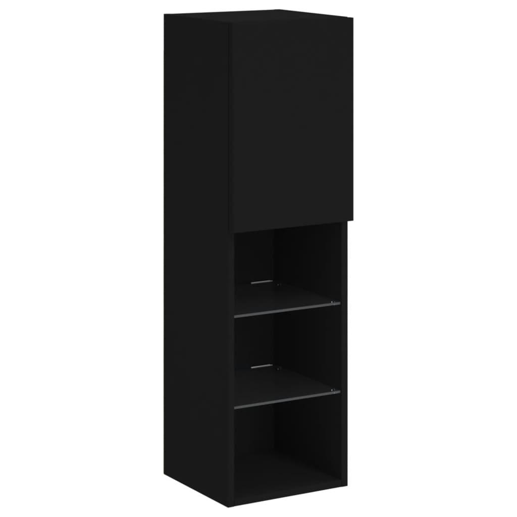 vidaXL Comodă TV cu lumini LED, negru, 30,5x30x102 cm