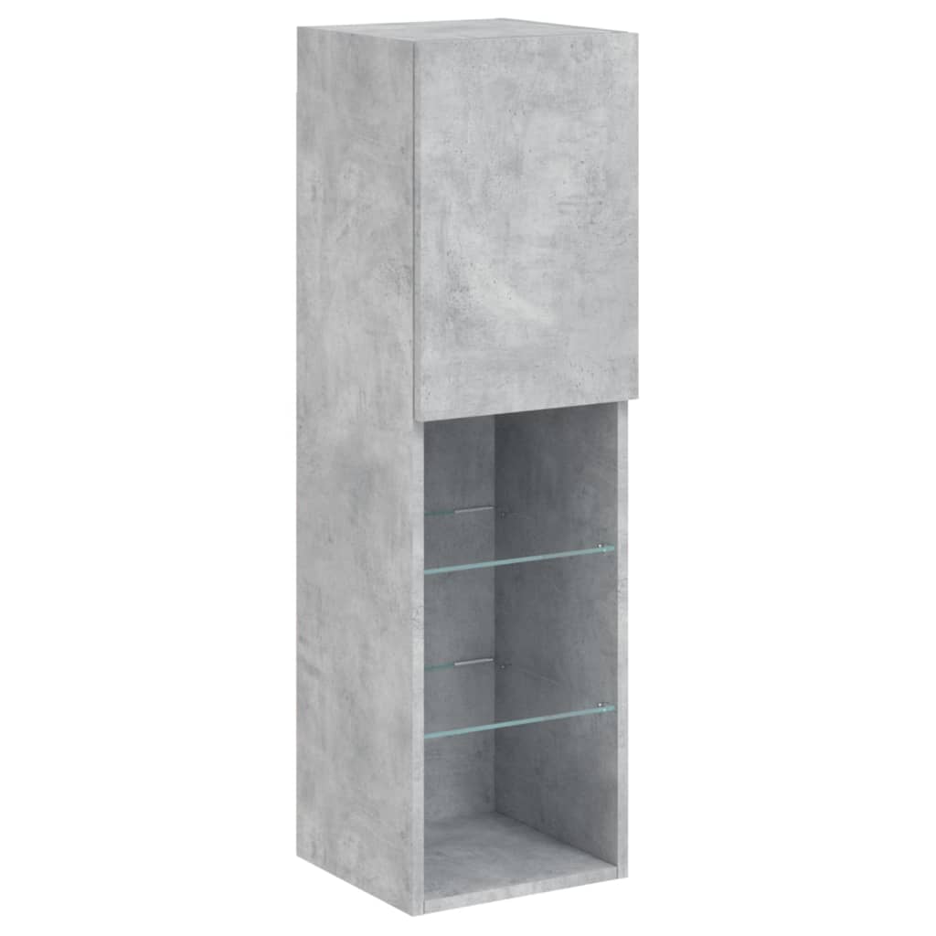 vidaXL Comodă TV cu lumini LED, gri beton, 30,5x30x102 cm vidaXL Comodă TV cu lumini LED, gri beton, 30,5x30x102 cm